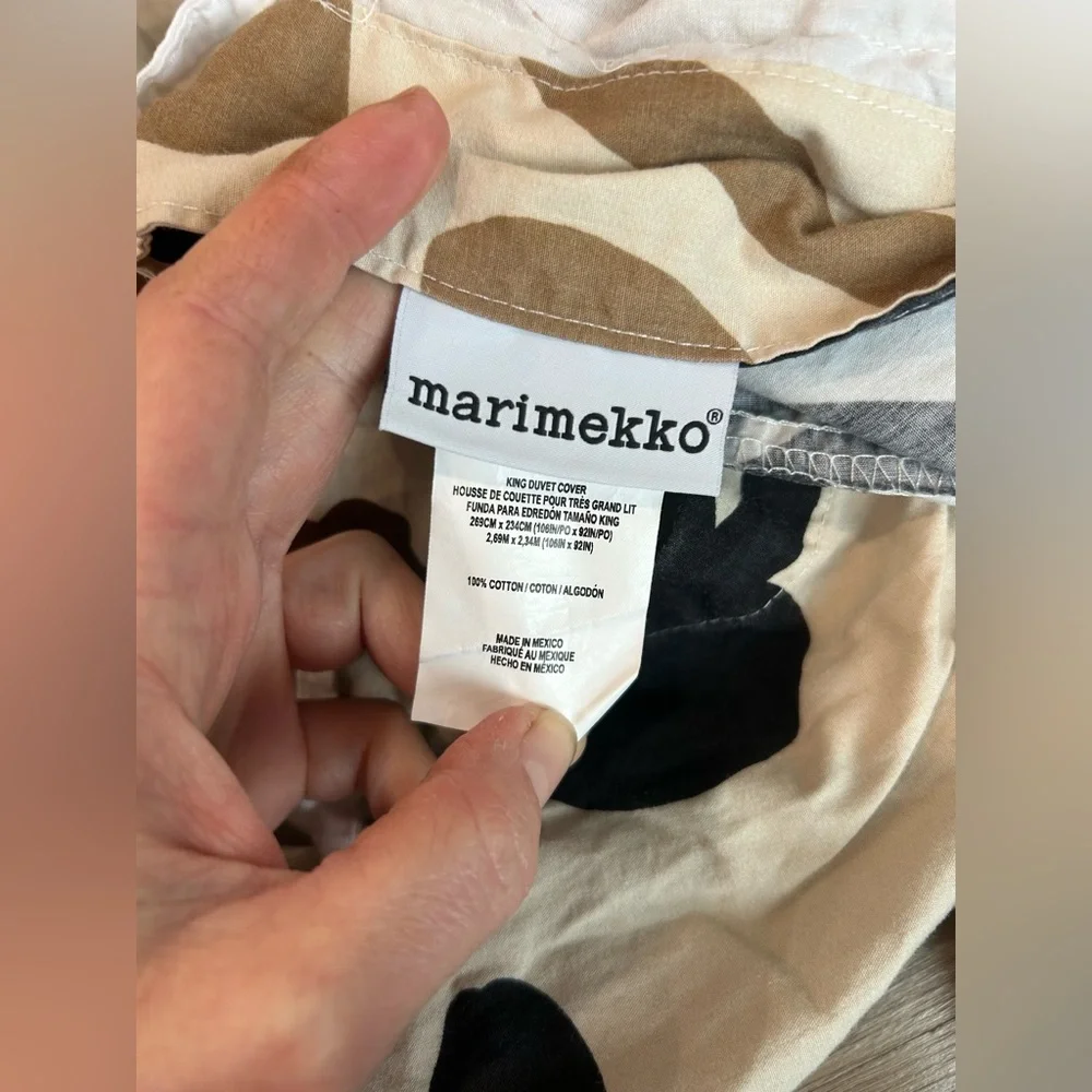 Marimekko Floral Duvet Cover in Cream, Brown, and Black